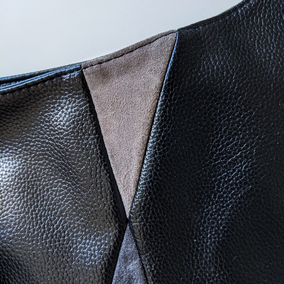 NWOT Lionel Black Leather & Suede Tote Purse Bag - Picture 3 of 8